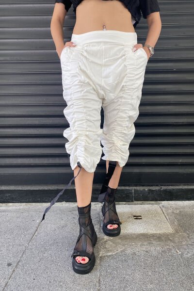 Kısa Paça Lastikli Tasarım Şalvar