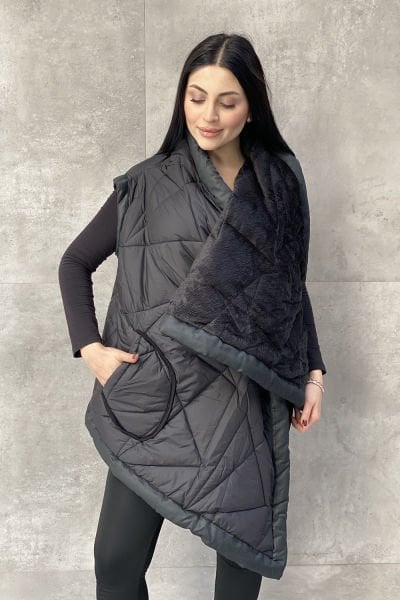 Yüksek Yaka Tasarım Sargı Yelek