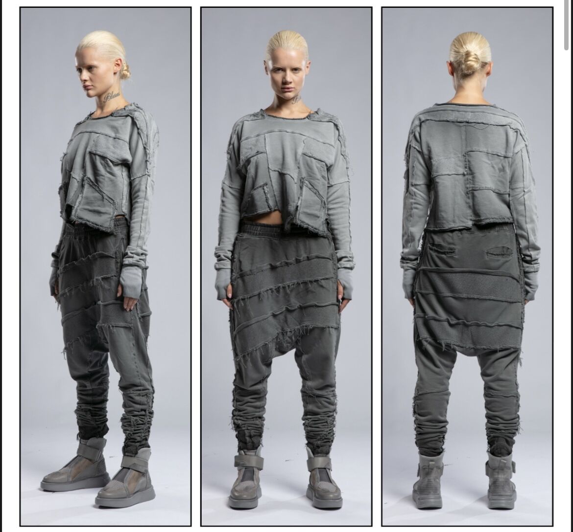 Pis Dikişli Taşlama Oversize Şalvar