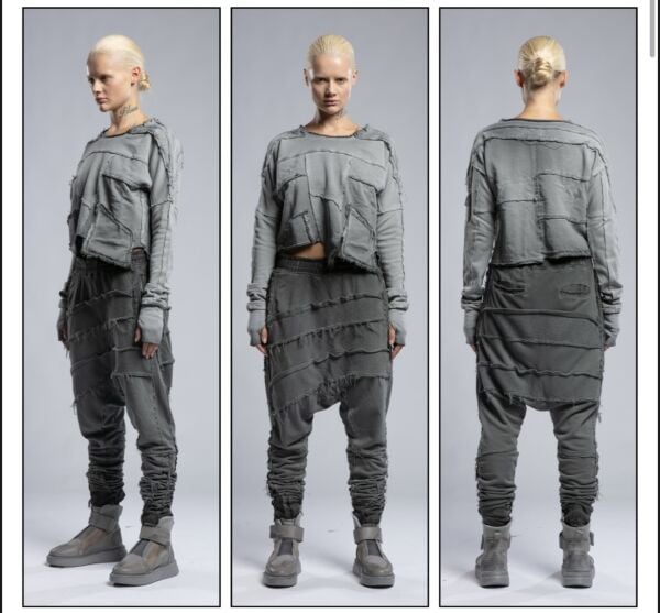 Pis Dikişli Taşlama Oversize Şalvar