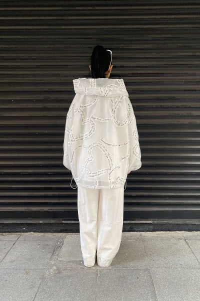 Tasarım Oversize Kısa Tül Ceket