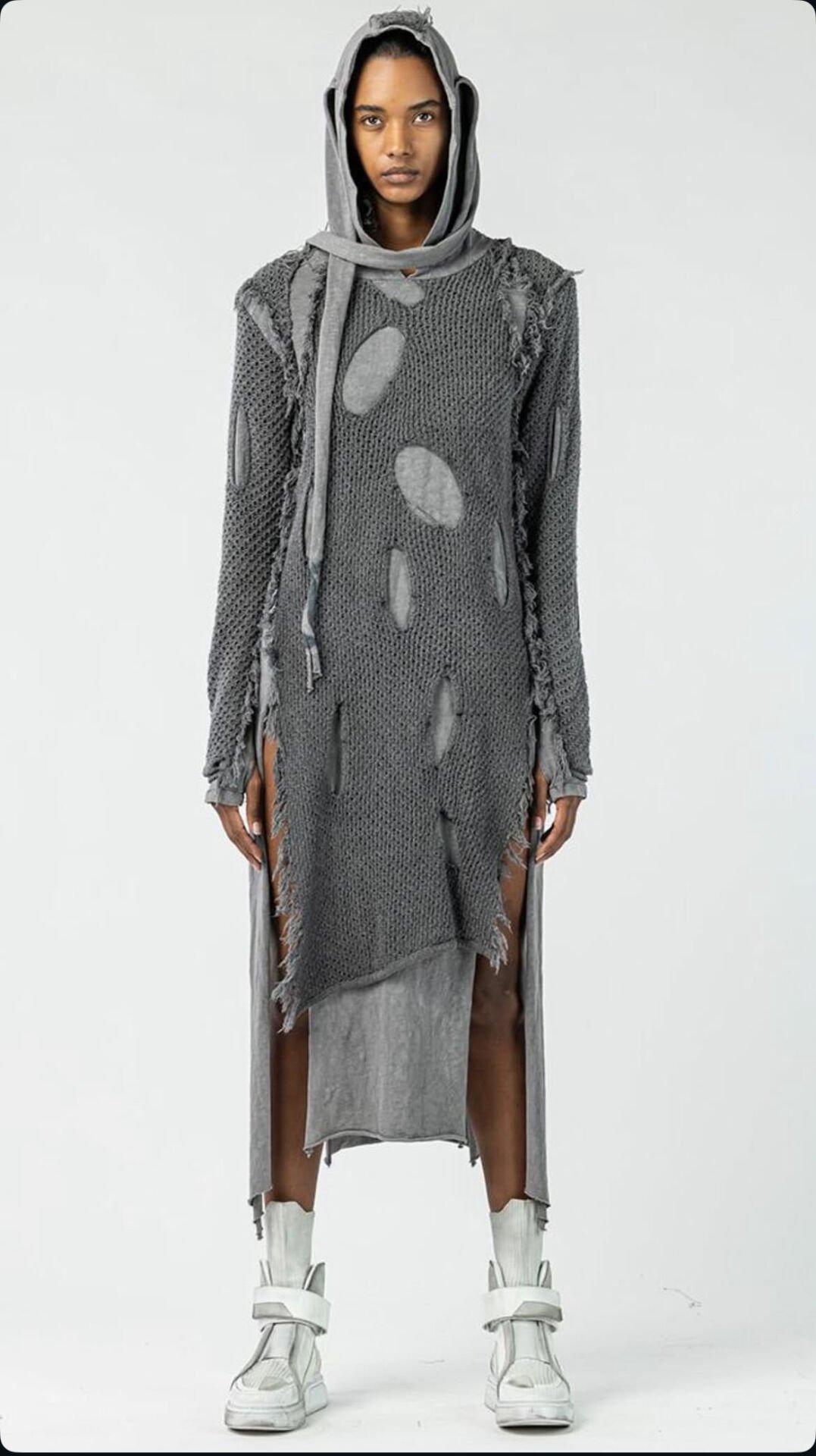 Tasarım Örme Detaylı Oversize Elbise