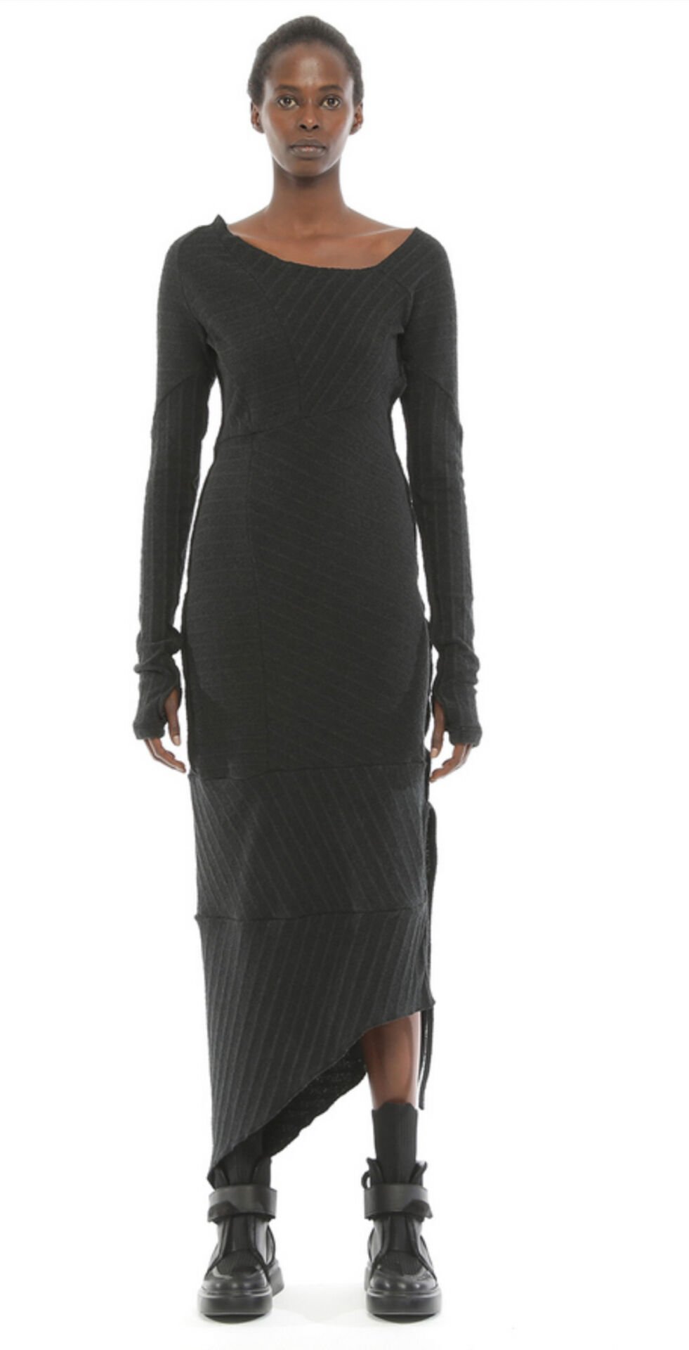 JC Tasarım Büzgülü Eldivenli Asimetrik Elbise