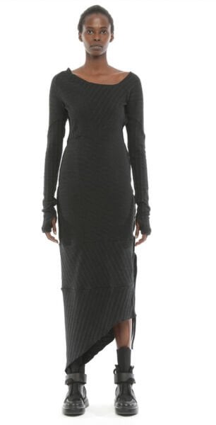 JC Tasarım Büzgülü Eldivenli Asimetrik Elbise