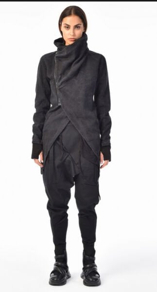 Yüksek Yaka Tasarım Taşlama Ceket