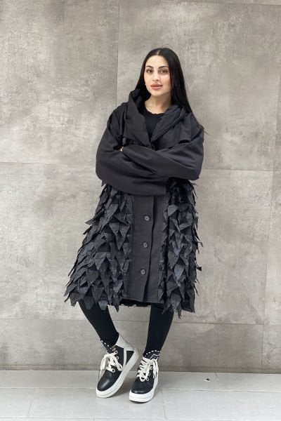 Tüy Tasarım Oversize Trençkot