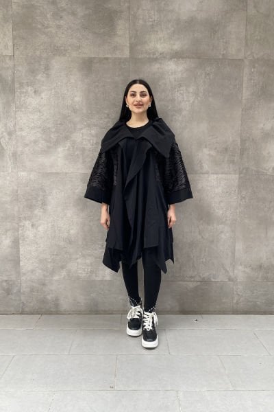 Tasarım Çift Kumaşlı Oversize Trençkot