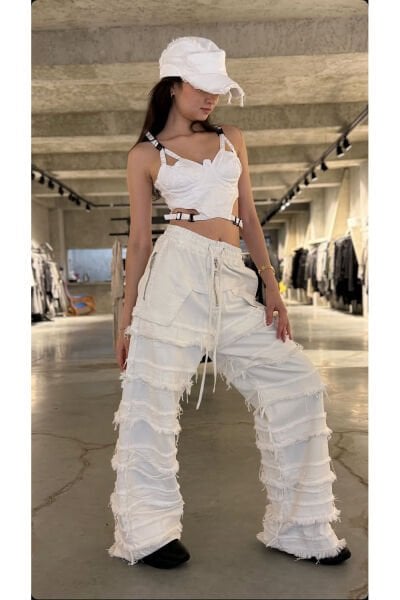 Tasarım Oversize Patchwork Denim Pantolon