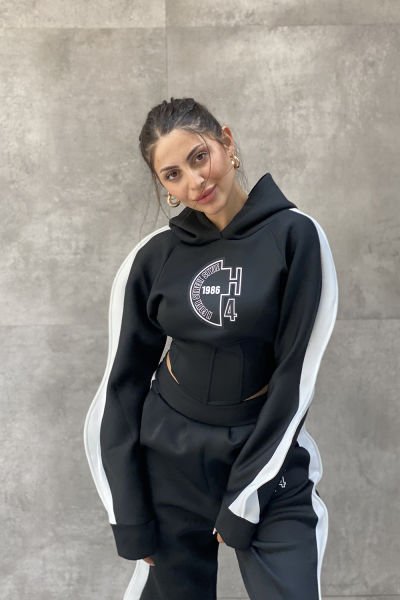 ''Street Style'' Tasarım Kapüşonlu Scuba Sweatshirt