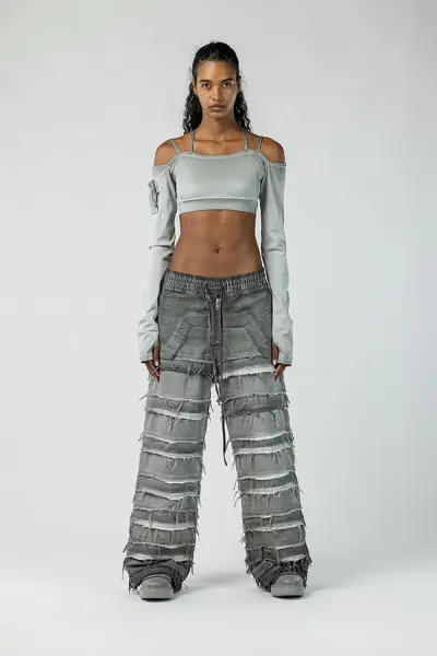 Tasarım Oversize Patchwork Denim Pantolon XL - gri