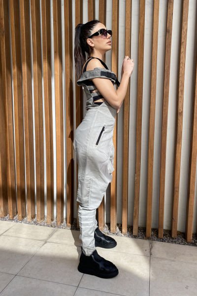 Tek Omuz Tasarım Oversize Şalvar Tulum