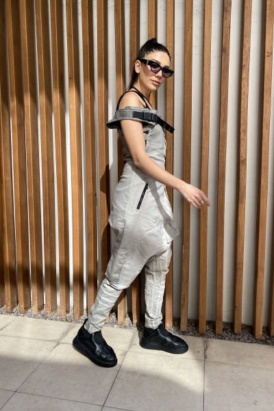 Tek Omuz Tasarım Oversize Şalvar Tulum