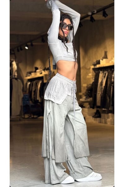 Tasarım Wide Leg Oversize Taşlama Pantolon