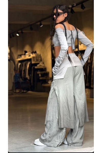 Tasarım Wide Leg Oversize Taşlama Pantolon