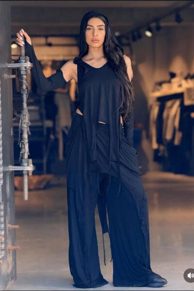 Tasarım Oversize Kol Detaylı 3 Parça Bluz Pantolon Takımı