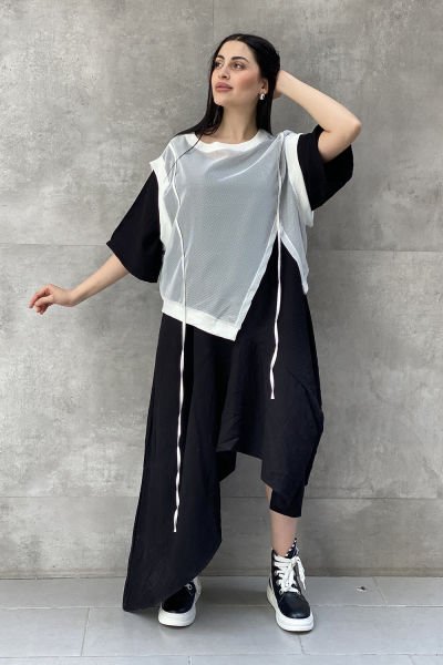 File Sweat Detaylı Tasarım Oversize Elbise