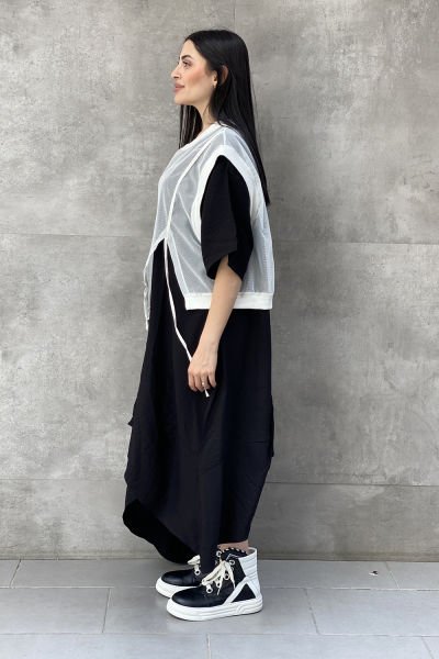 File Sweat Detaylı Tasarım Oversize Elbise