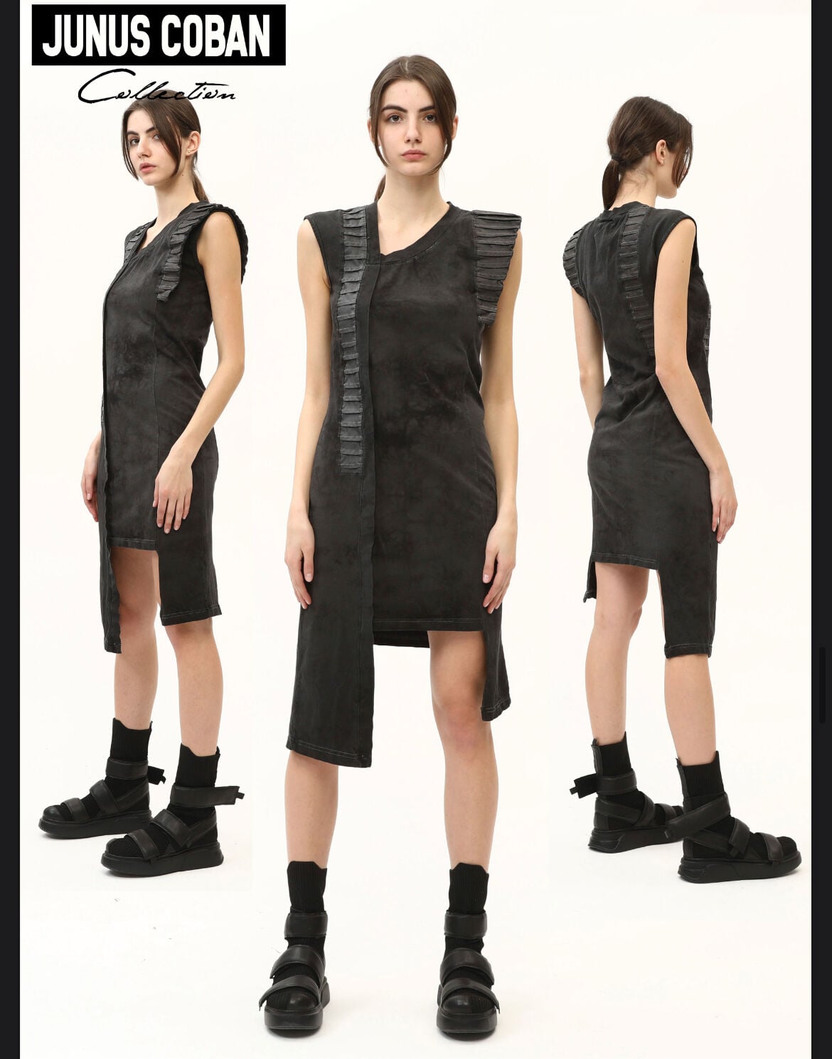 Tasarım Garnili Oversize Asimetrik Elbise