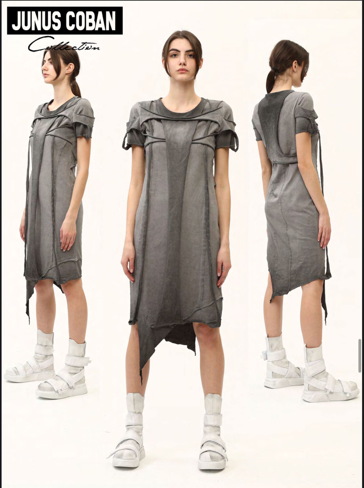 23Y 06 010 Taşlama Garnili Oversize Elbise