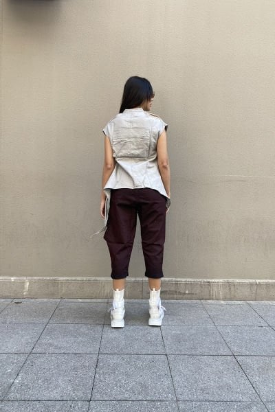 Çift Fermuarlı Tasarım Oversize Asimetrik Yelek