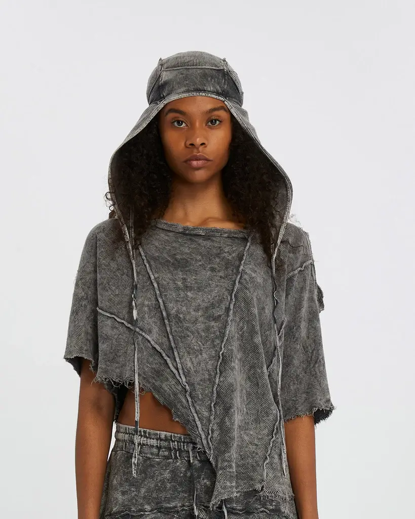 Tasarım Oversize Asimetrik Taşlama Bluz