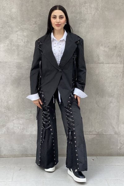 Bağcıklı Tasarım Oversize Blazer Ceket