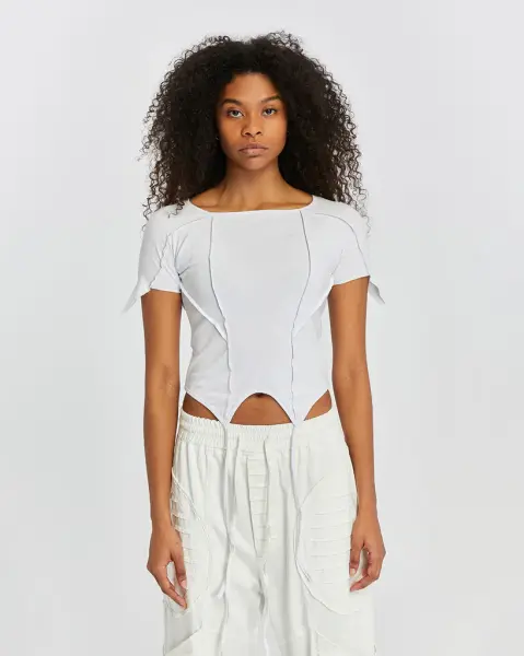 Women's Short-Sleeve T-shirt L - beyaz