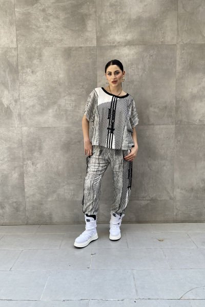 Antrasit Kumaş Tasarım Oversize Bluz