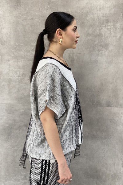 Antrasit Kumaş Tasarım Oversize Bluz