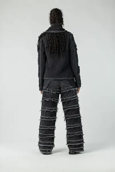 Tasarım Atkı Yaka Detaylı Denim Ceket