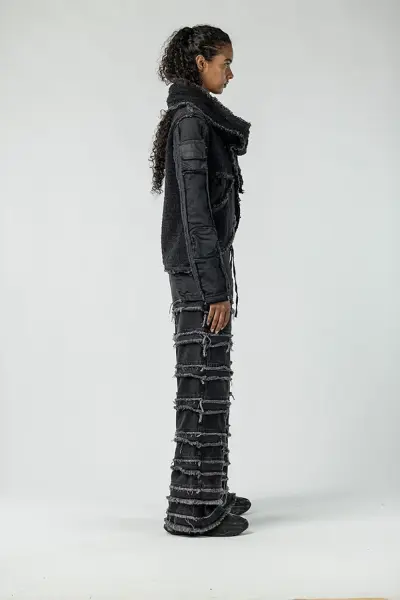 Tasarım Atkı Yaka Detaylı Denim Ceket