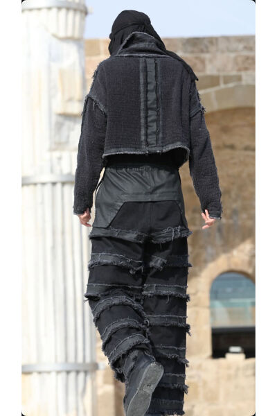 Tasarım Atkı Yaka Detaylı Denim Ceket