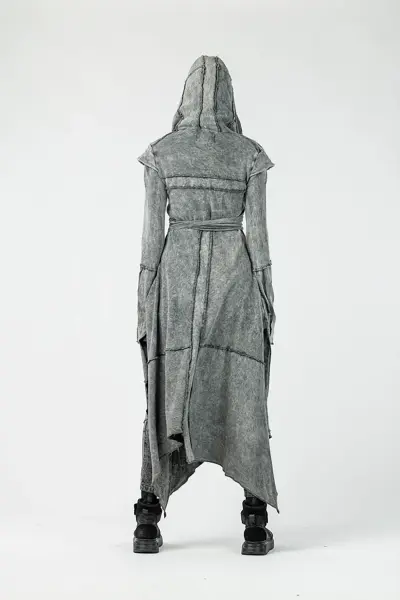 Asimetrik Yırtmaçlı Oversize Tasarım Hırka S - asit gri