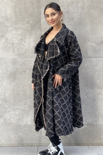 Tasarım Kumaş Oversize Trençkot