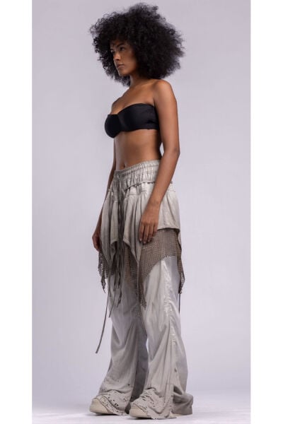 Tasarım Wide Leg Oversize Taşlama Fileli Pantolon
