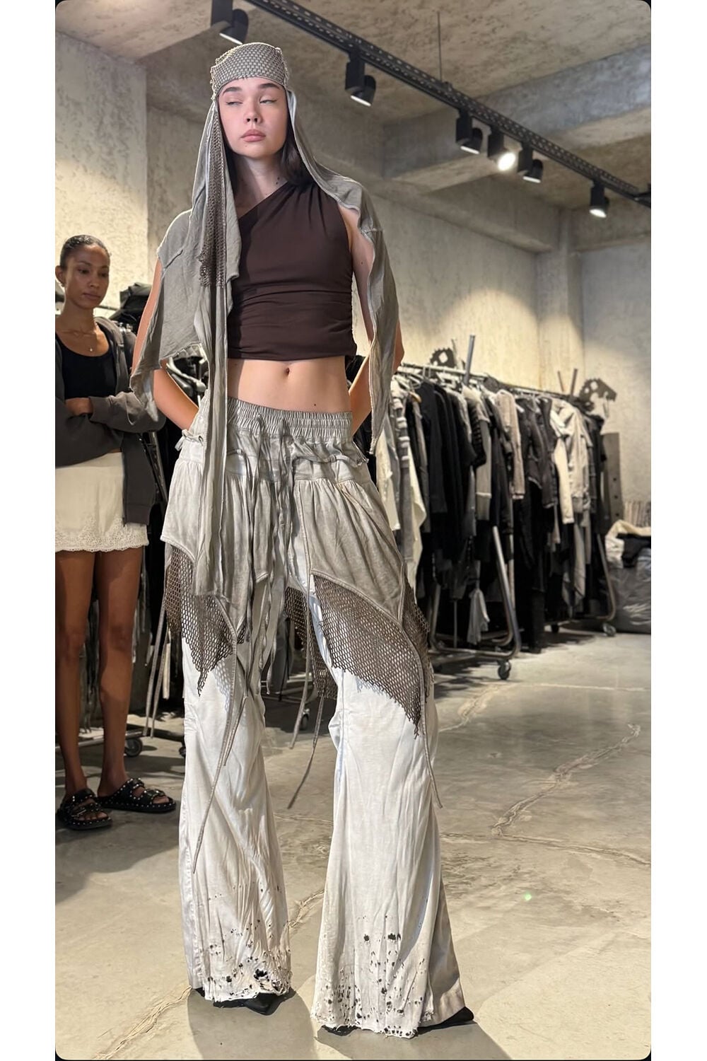 Tasarım Wide Leg Oversize Taşlama Fileli Pantolon