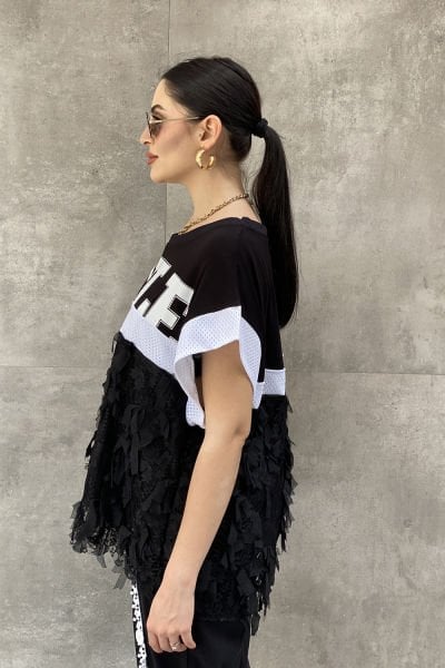 ''H4 Style'' Oversize Yarım Kollu Bluz