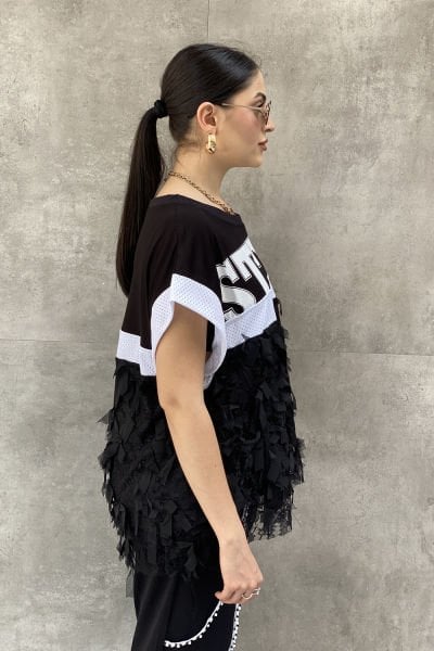 ''H4 Style'' Oversize Yarım Kollu Bluz