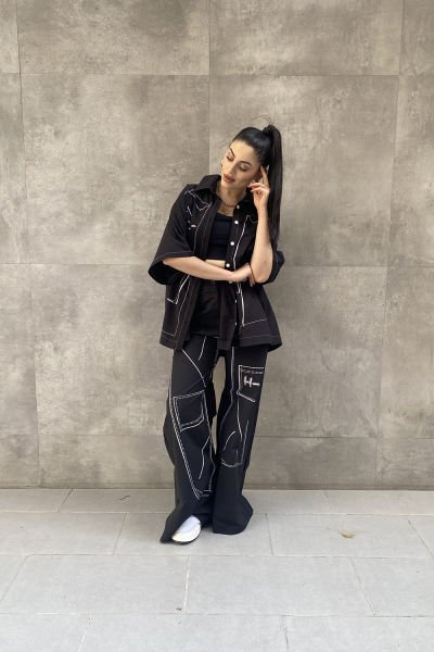 Tasarım Oversize Baskılı Pantolon