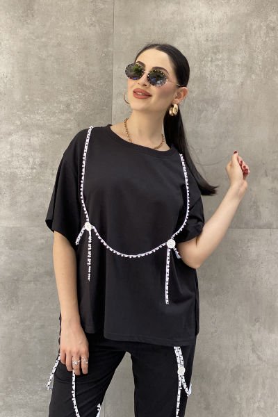Şerit Aksesuarlı Tasarım Oversize Bluz