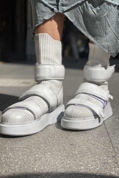Unisex Deri Kemerli Çorap Bot 40 - beyaz
