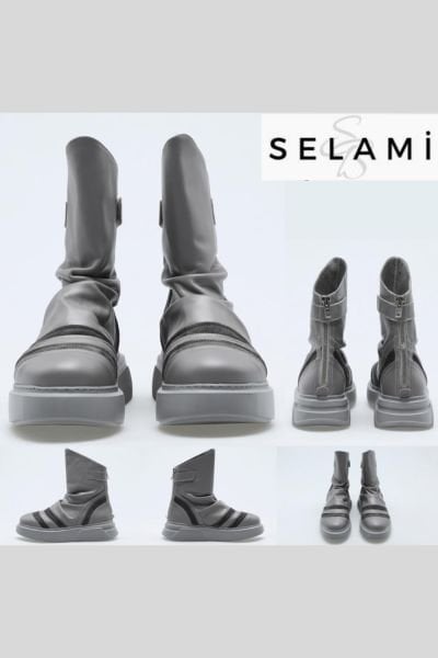 Unisex Şeritli Deri Bot