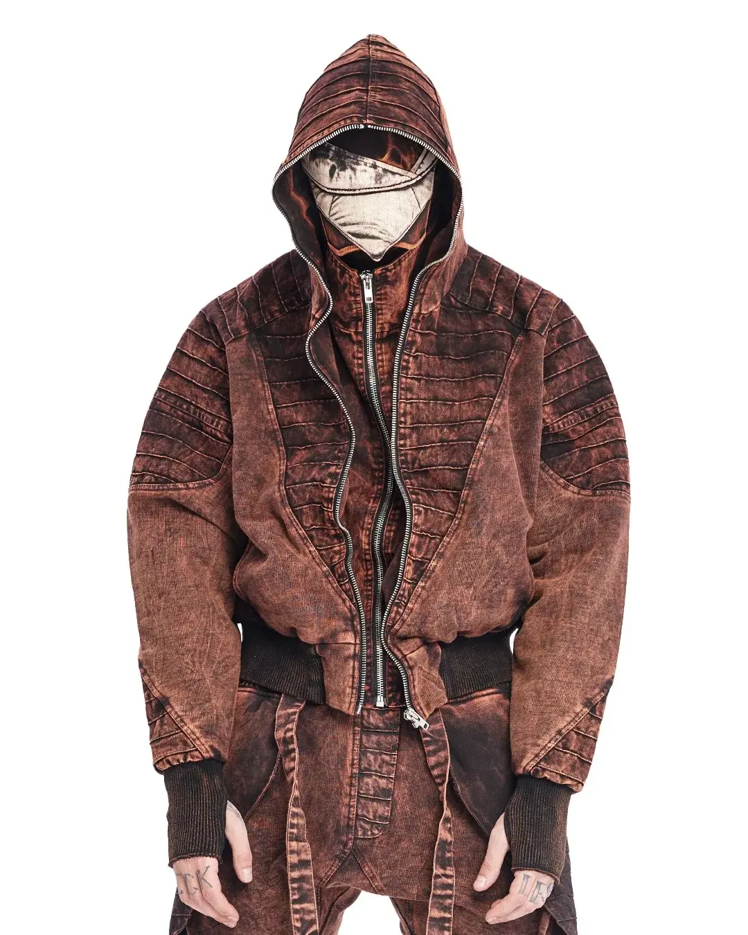 Çift Fermuar Armor Plated Erkek Ceket