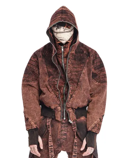 Çift Fermuar Armor Plated Erkek Ceket