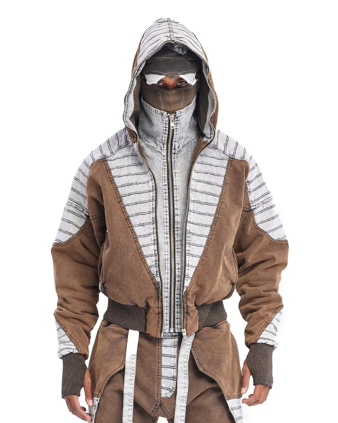 Çift Fermuar Armor Plated Erkek Ceket