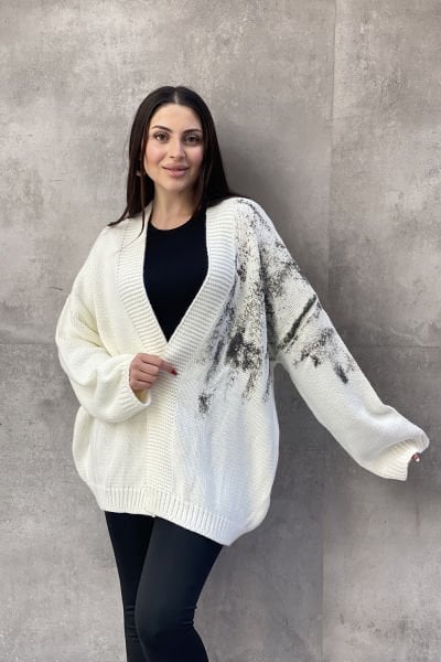Sprey Baskı Tasarım Oversize Hırka